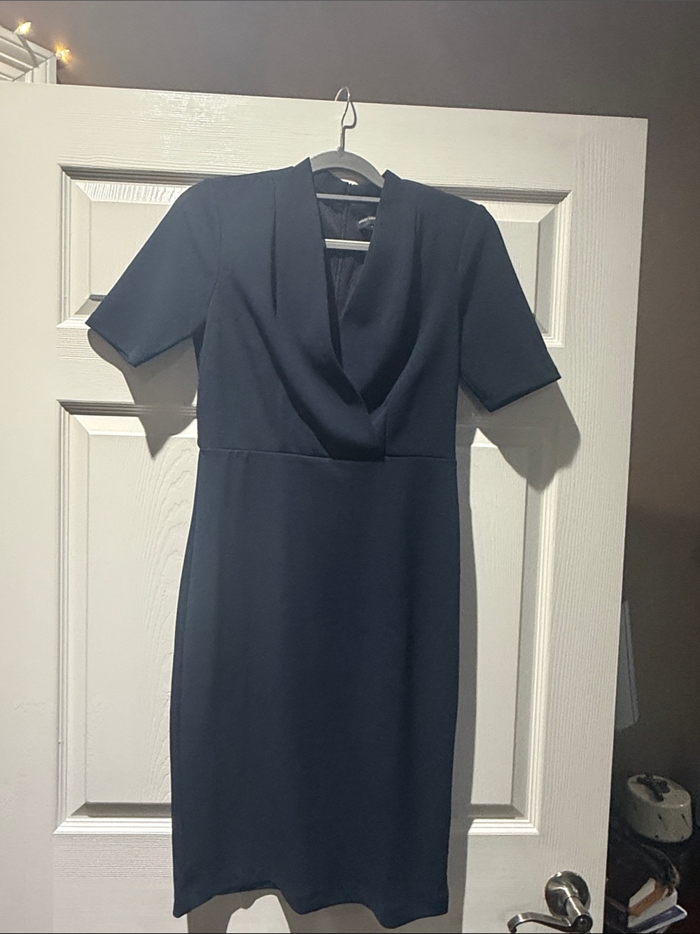 Maggy London Navy Cowl Neck Midi Dress